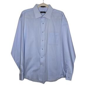 Pierre Cardin Men's Long Sleeve Button Up Dress Shirt Blue Slim Fit Size XL